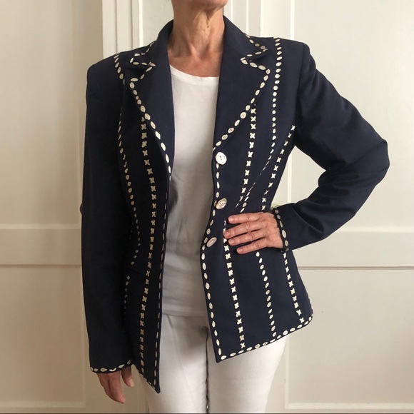 Sophie Sitbon Navy Linen Blend Jacket - Picture 7 of 8